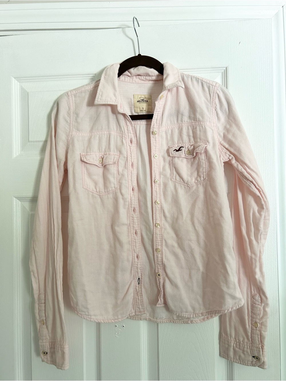 Hollister Pale Pink Button-Front Shirt